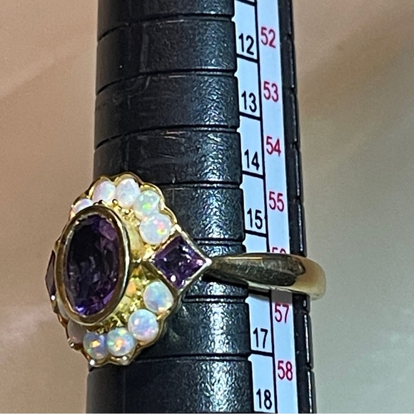 🎁A STUNNER of a Ring! Amethyst & Opal 925 Silver/GP! - Picture 15 of 16